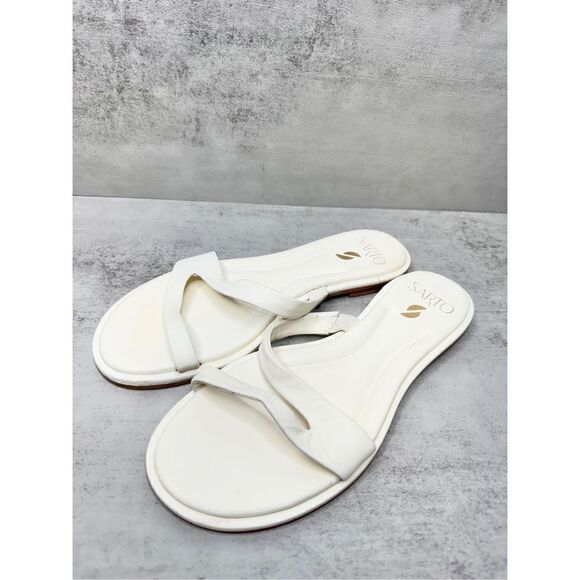 Sarto by Franco Sarto Sandals Women Size 6.5 Ivory Leather Gwyneth Slip On Flats - Picture 3 of 9